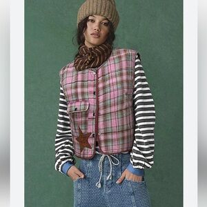 NWOT Free People Starry Plaid Vest